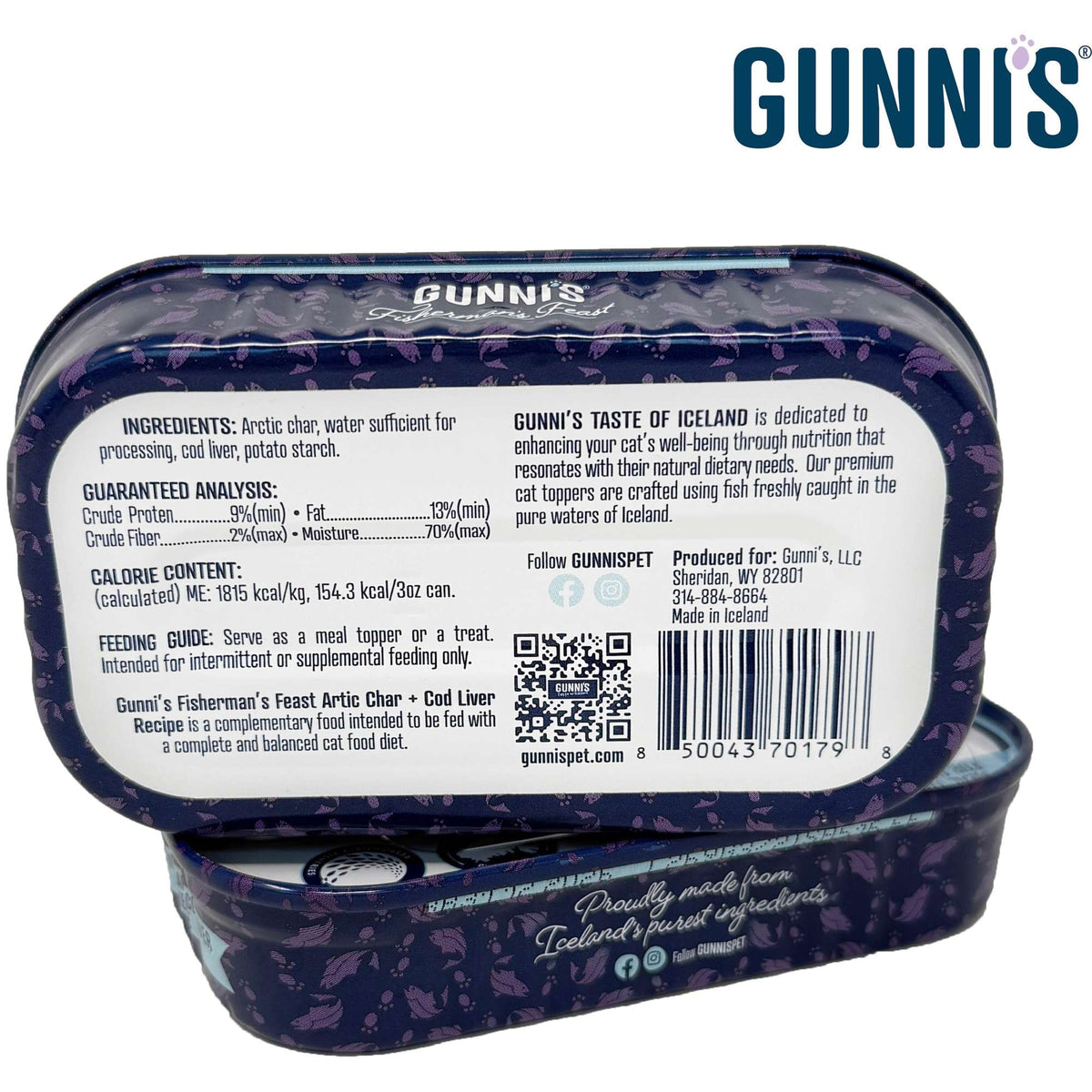 Gunni&#39;s Fisherman&#39;s Feast Arctic Char + Cod Liver Meal Topper for Cats