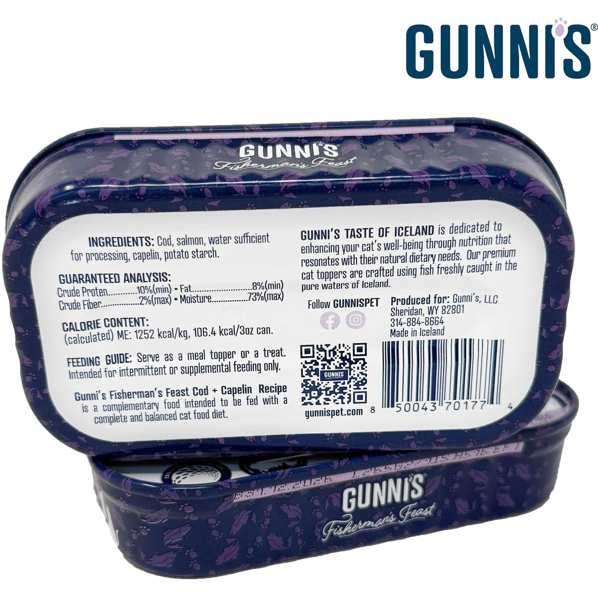 Gunni&#39;s Fisherman&#39;s Feast Cod + Capelin with Kelp Meal Topper for Cats