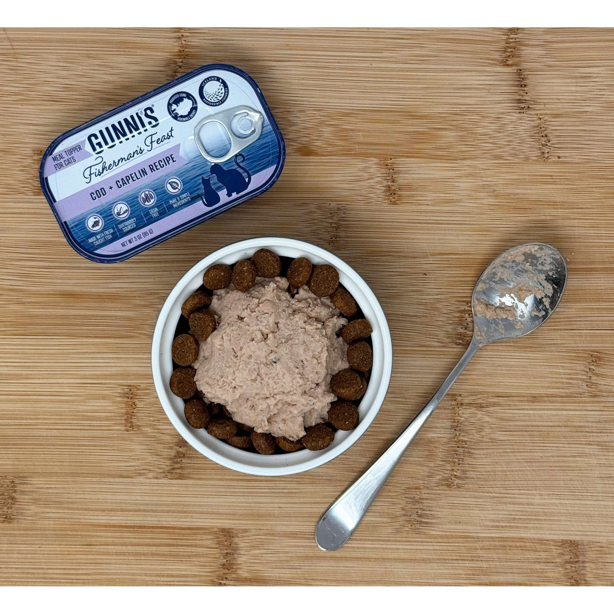 Gunni&#39;s Fisherman&#39;s Feast Cod + Capelin with Kelp Meal Topper for Cats