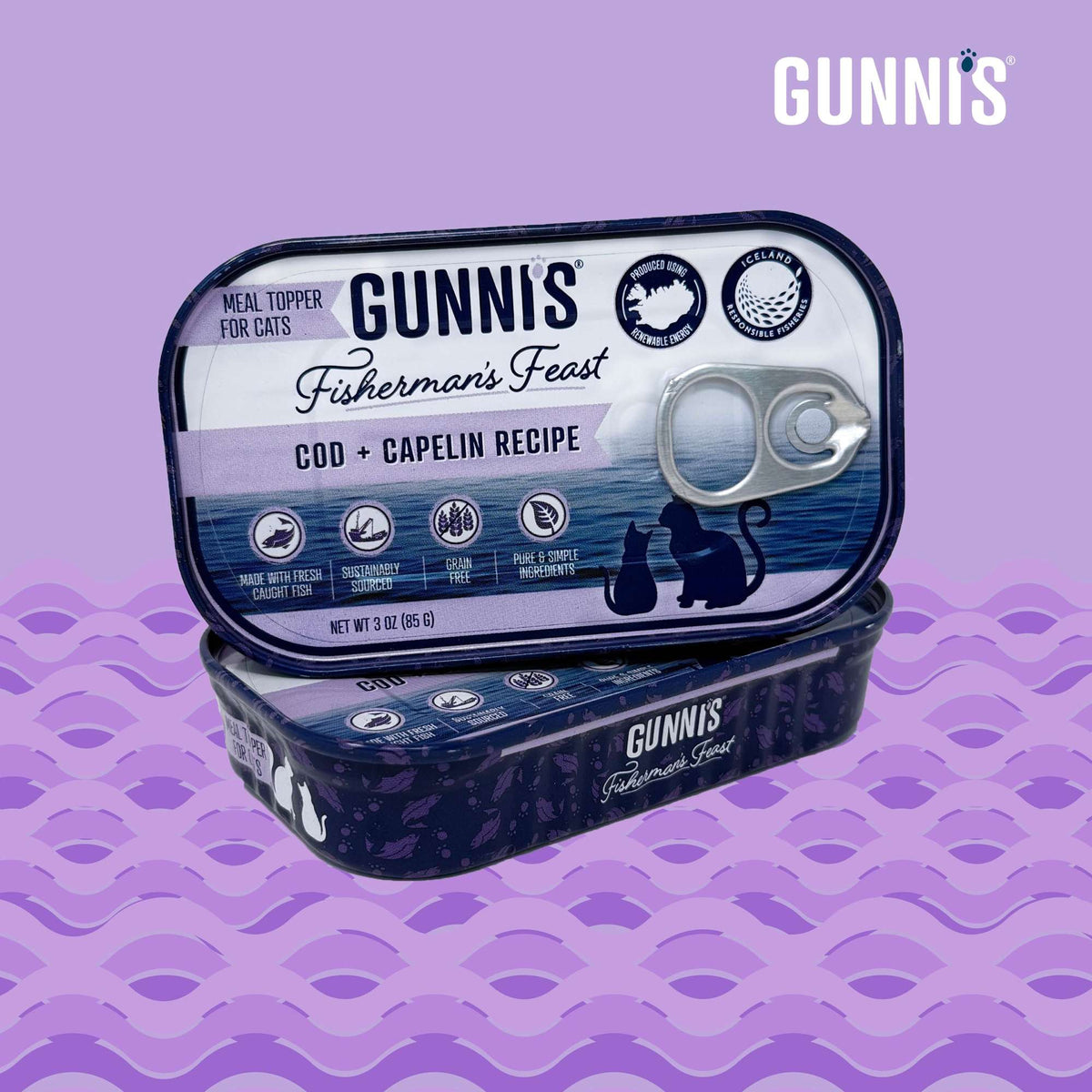 Gunni&#39;s Fisherman&#39;s Feast Cod + Capelin with Kelp Meal Topper for Cats