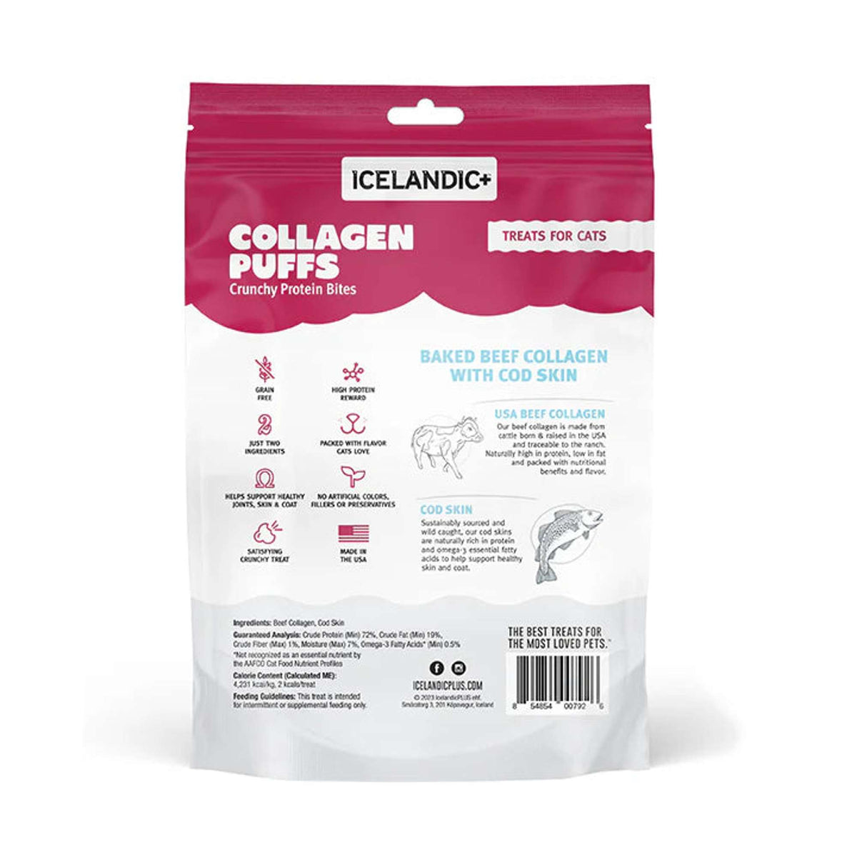 Icelandic+ Collagen Puffs Baked Beef Collagen with Cod Skin Cat Treats