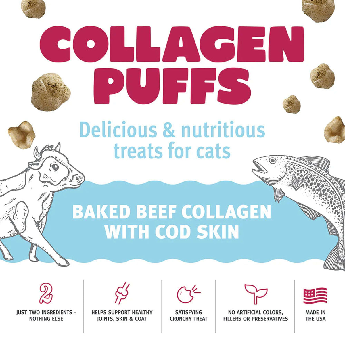 Icelandic+ Collagen Puffs Baked Beef Collagen with Cod Skin Cat Treats