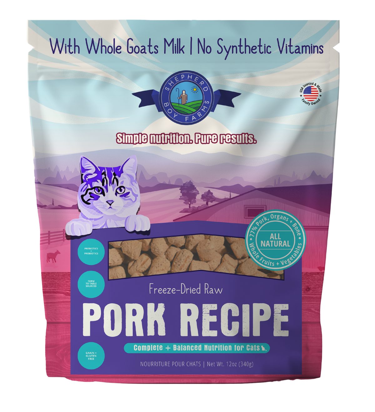 Shepherd Boy Farms Freeze-Dried Pork Recipe Cat Food