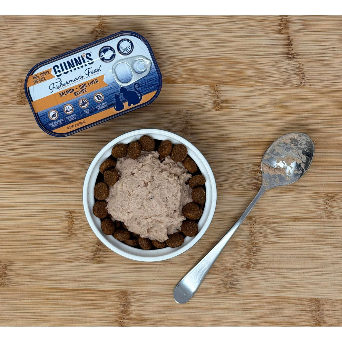 Gunni&#39;s Fisherman&#39;s Feast Salmon + Cod Liver with Kelp Meal Topper for Cats