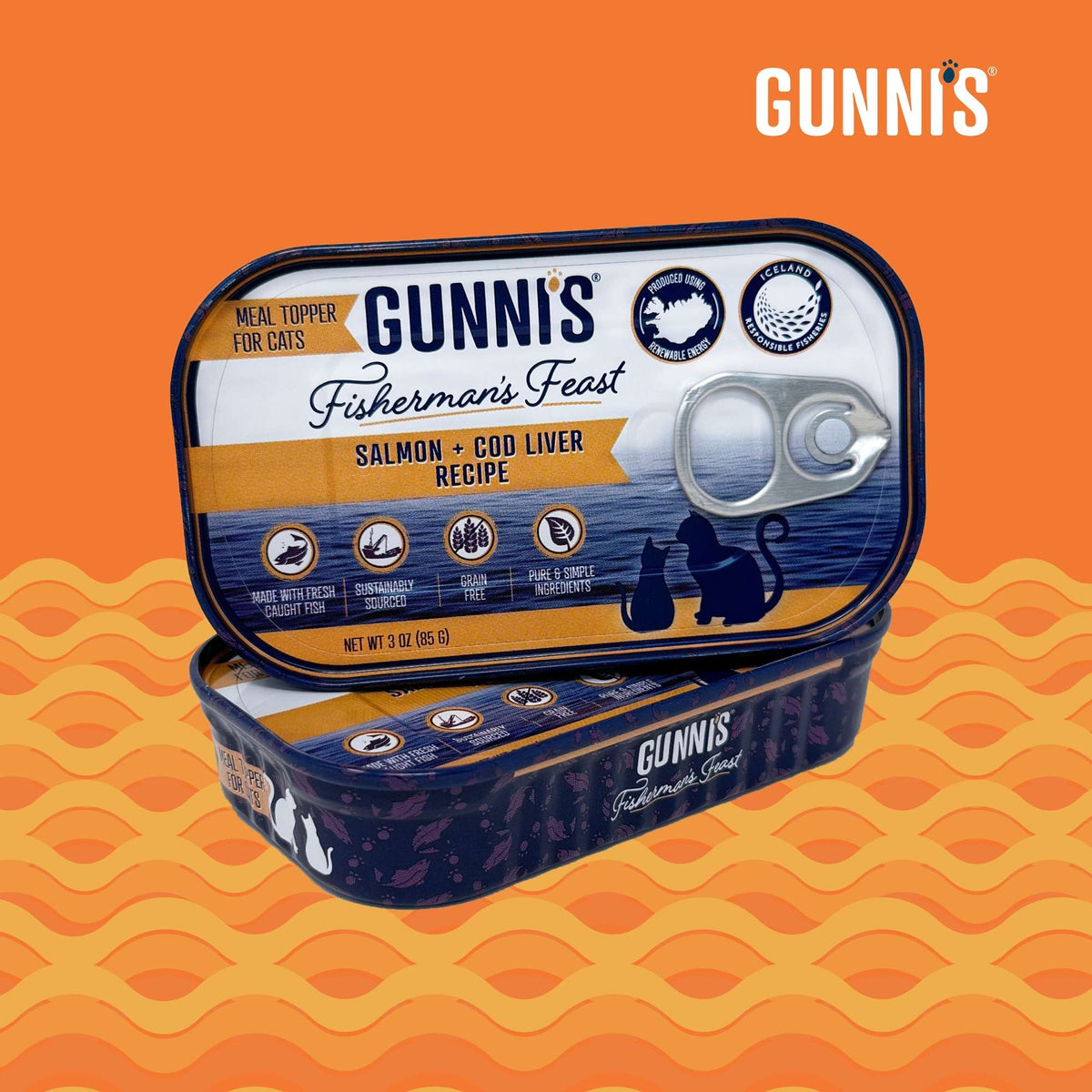 Gunni&#39;s Fisherman&#39;s Feast Salmon + Cod Liver with Kelp Meal Topper for Cats