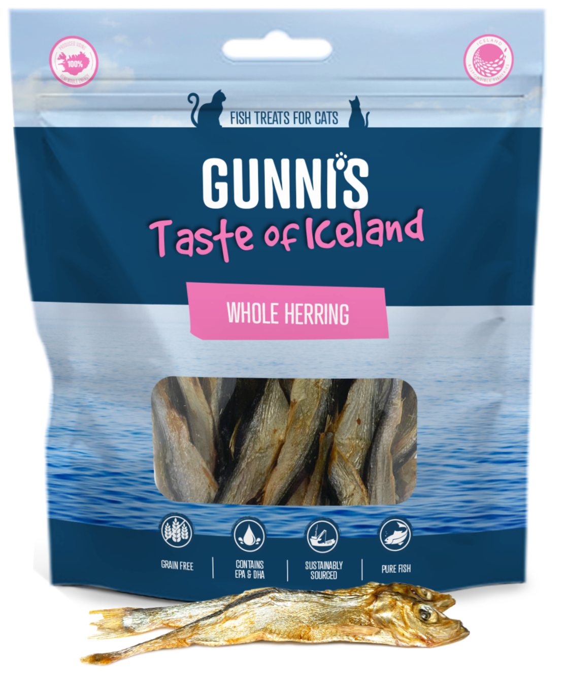 Gunni&#39;s Pet Taste of Iceland Whole Herring Cat Treats
