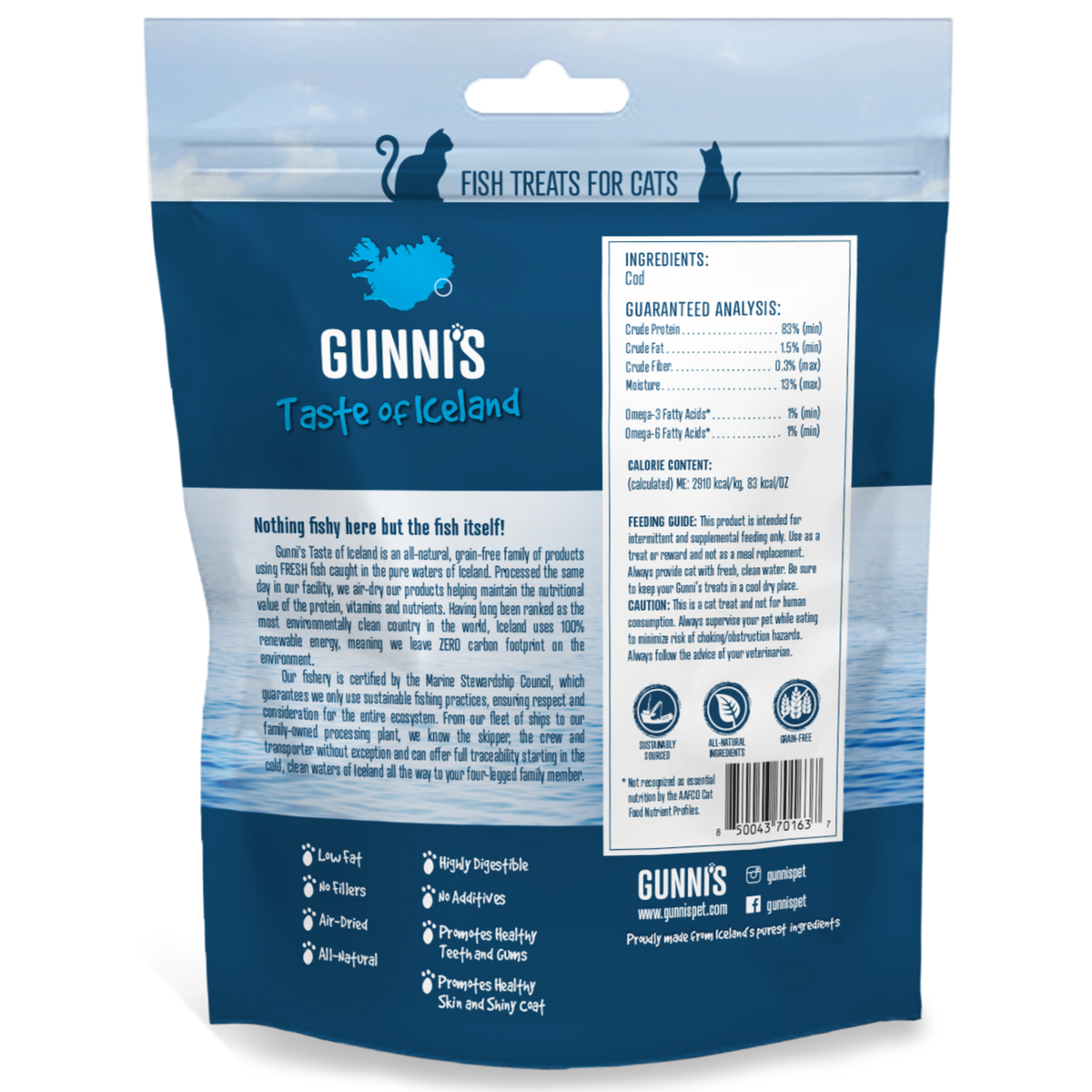 Gunni&#39;s Pet Taste of Iceland Cod Mini Morsel Cat Treats