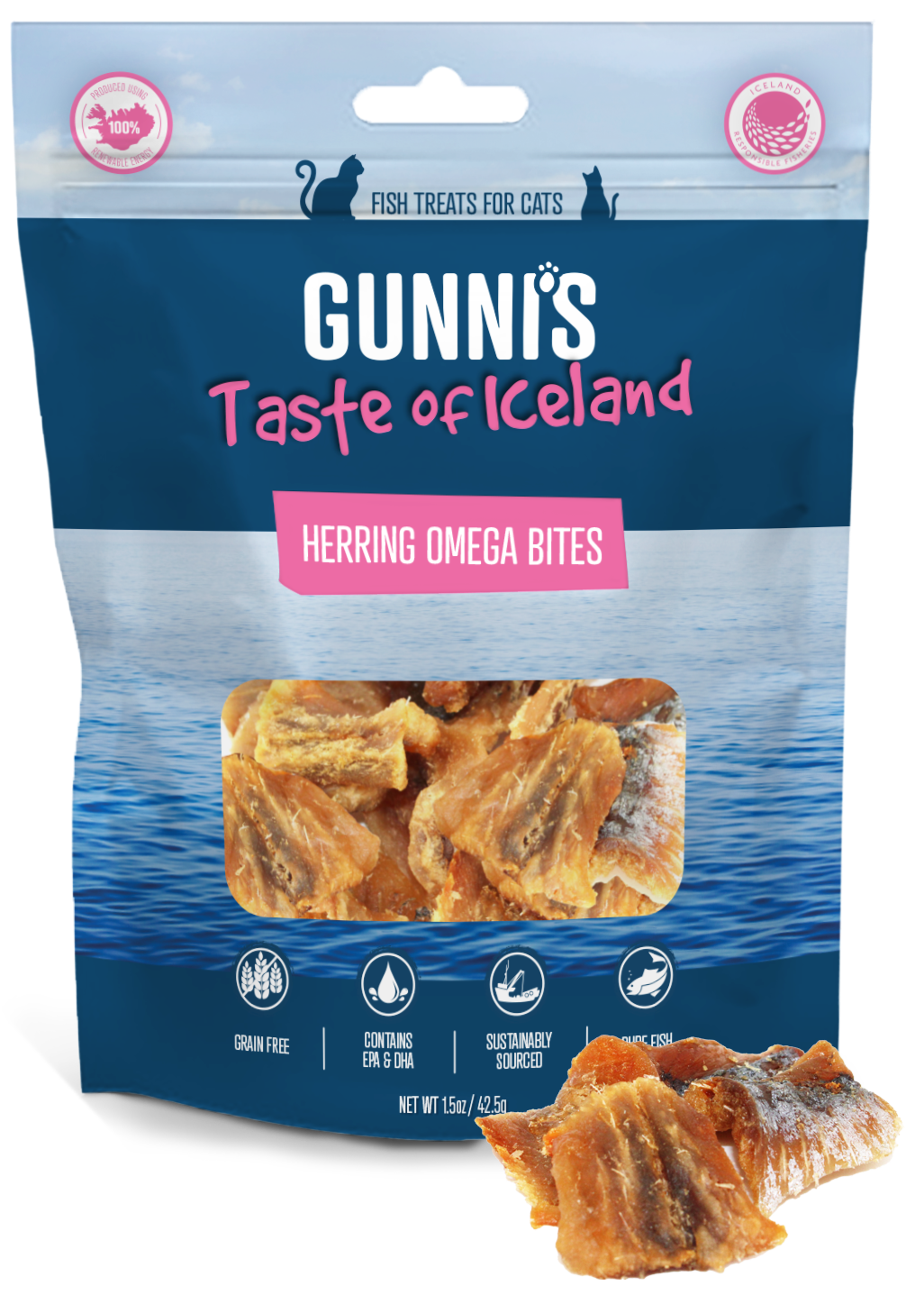 Gunni&#39;s Pet Taste of Iceland Herring Omega Bites Cat Treats