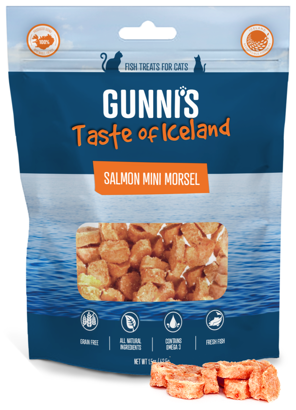 Gunni&#39;s Pet Taste of Iceland Salmon Mini Morsel Cat Treats