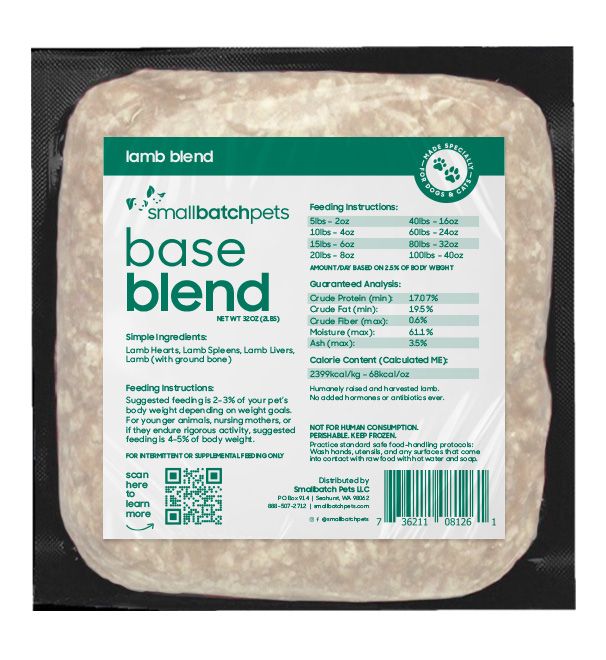 Small Batch Base Blend Lamb Frozen Dog &amp; Cat Food