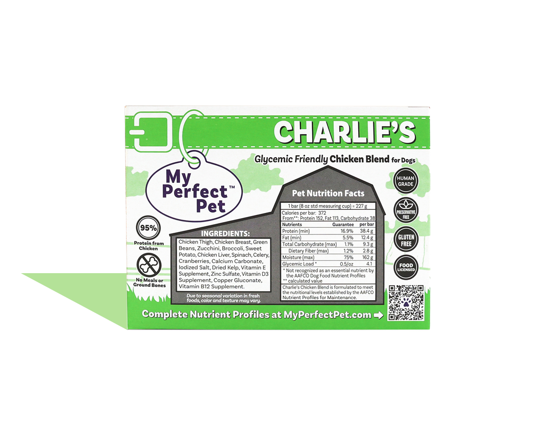 My Perfect Pet Gently Cooked Grain Free Charlie&#39;s Glycemic Friendly Chicken Blend Frozen Dog Food