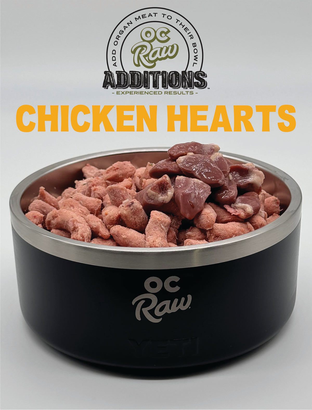 OC Raw Additions Frozen Raw Chicken Hearts for Dogs
