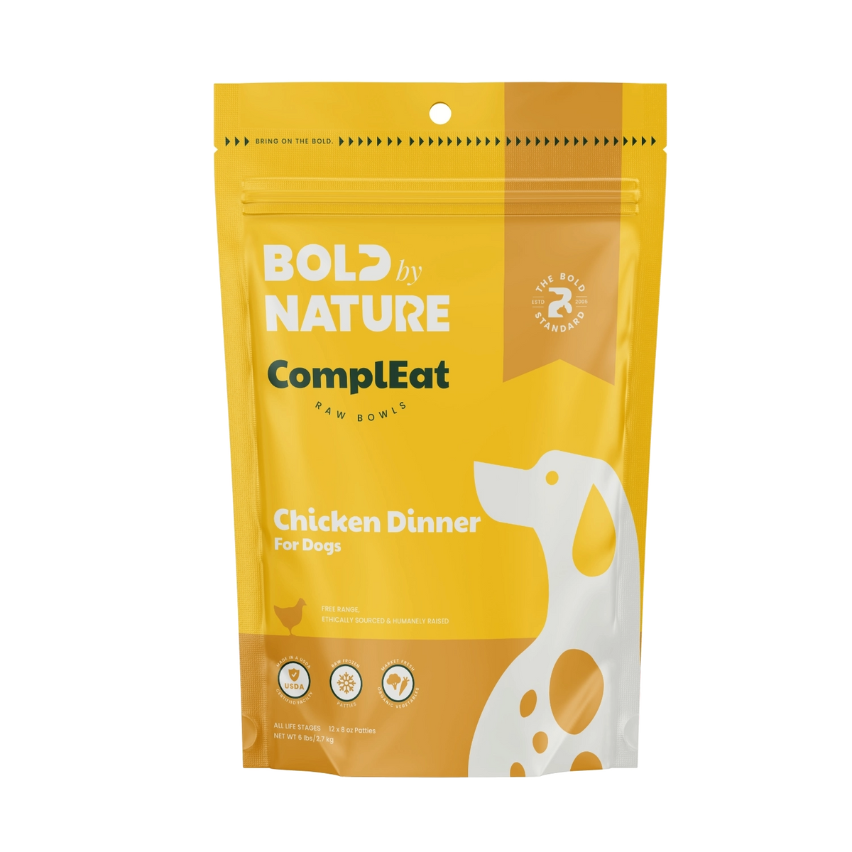 Bold by Nature ComplEat Chicken Dinner Frozen Raw Food for Dogs