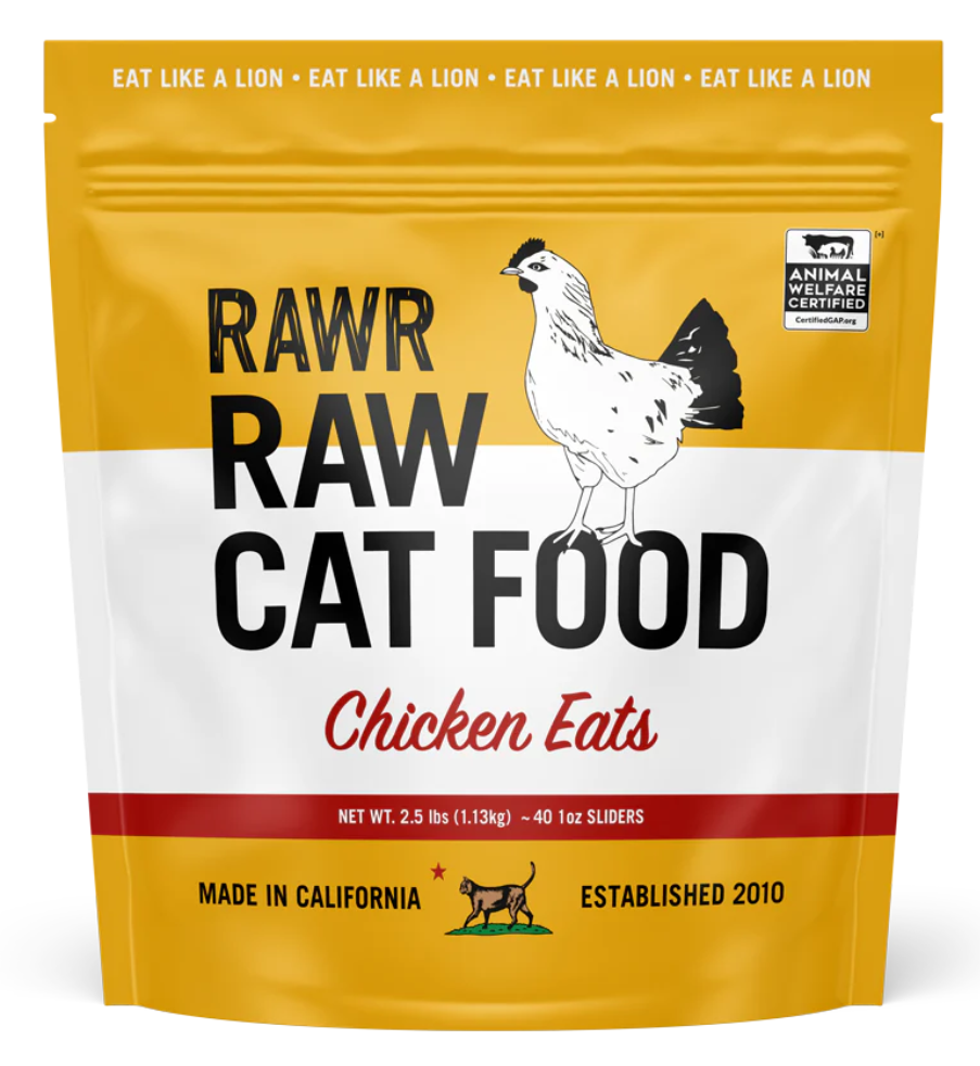 Rawr Bone-In Chicken Eats Frozen Sliders Raw Cat Food