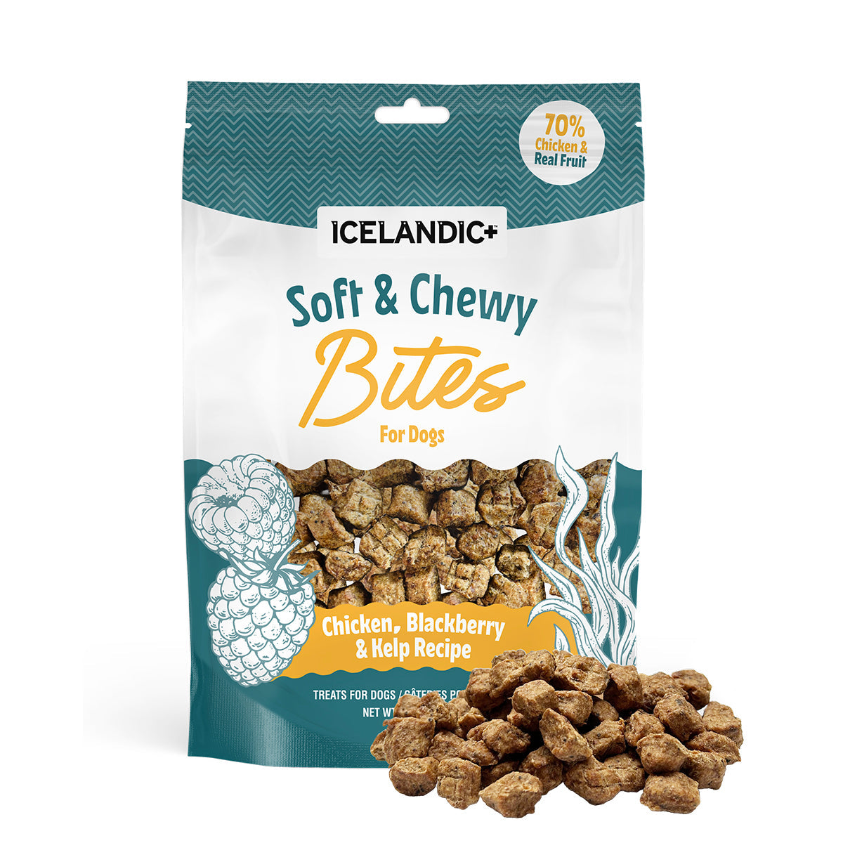 Icelandic+ Soft & Chewy Bites Chicken, Blackberry & Kelp Dog Treats