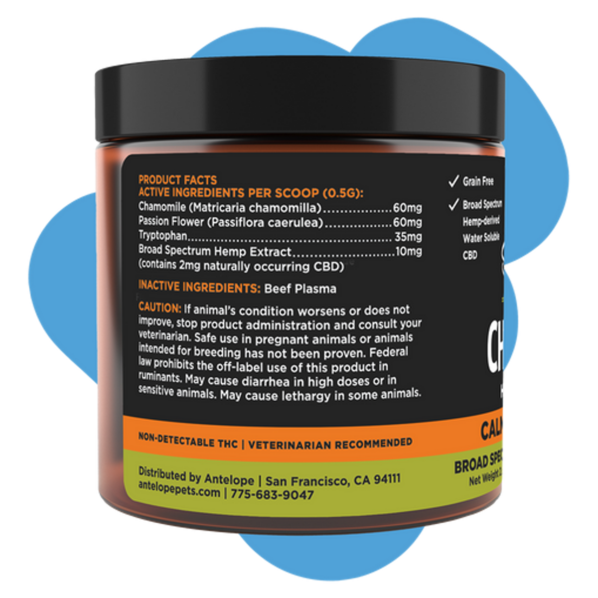Super Snouts Chill+Out Calming Hemp Powder Dog &amp; Cat Supplement