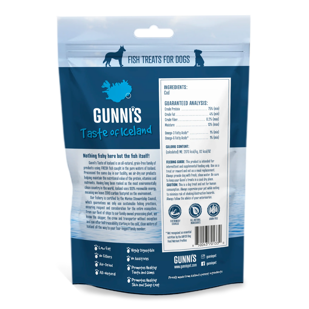 Gunni&#39;s Pet Taste of Iceland Chewy Sticks Cod Skin Dog Treats