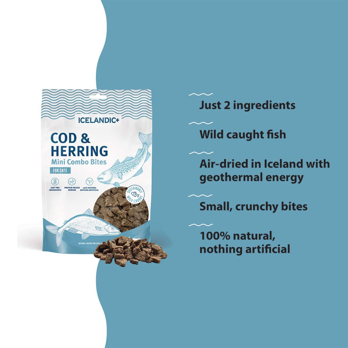 Icelandic Mini Combo Bites Cod &amp; Herring Cat Treats