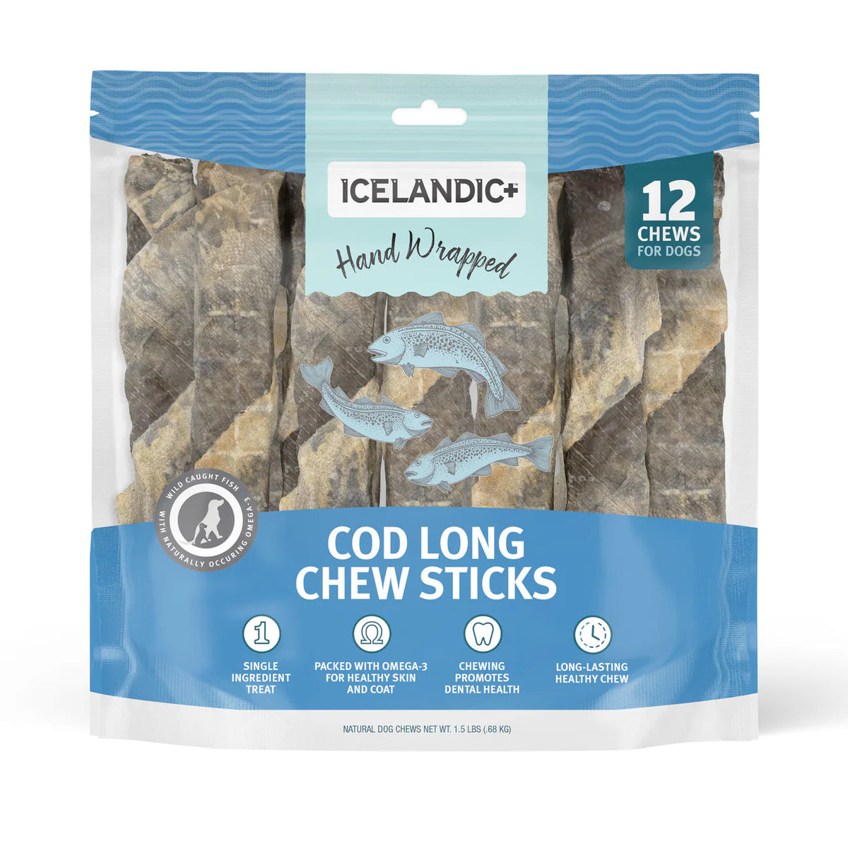 Icelandic+ Hand Wrapped Cod Skin Sticks Dog Chews