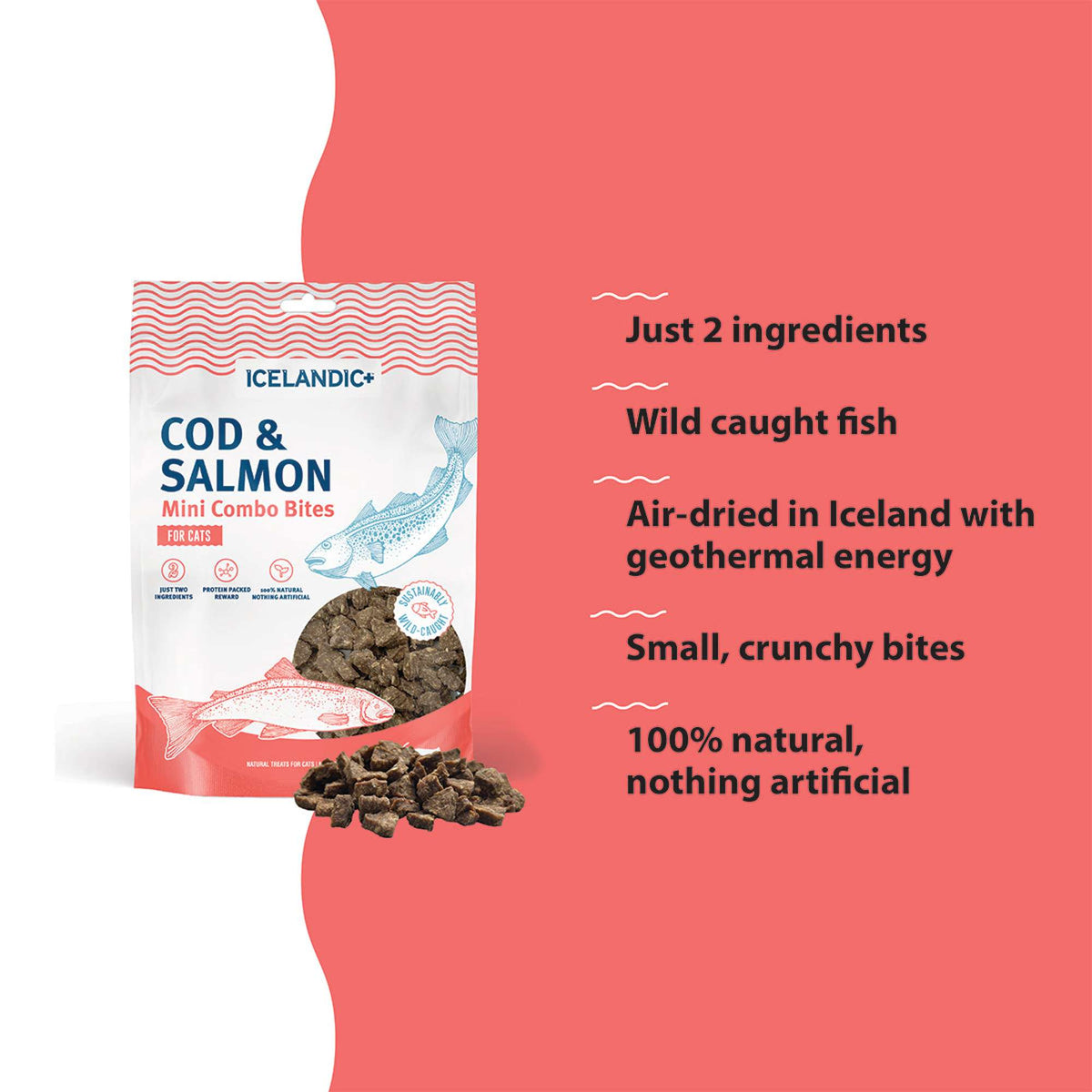 Icelandic+ Mini Combo Bites Cod &amp; Salmon Cat Treats