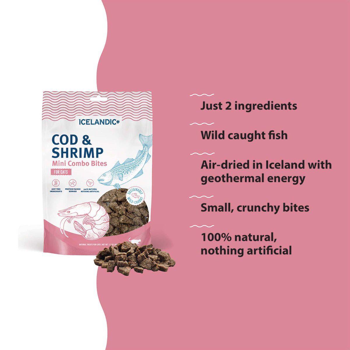 Icelandic+ Mini Combo Bites Cod &amp; Shrimp Cat Treats