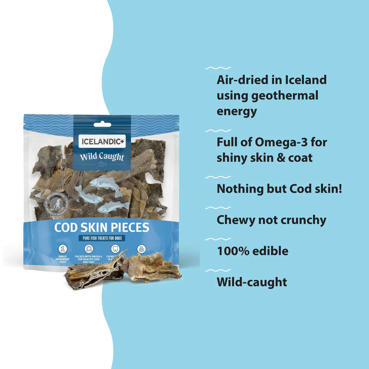 Icelandic+ Cod Skin Pieces Dog Treats