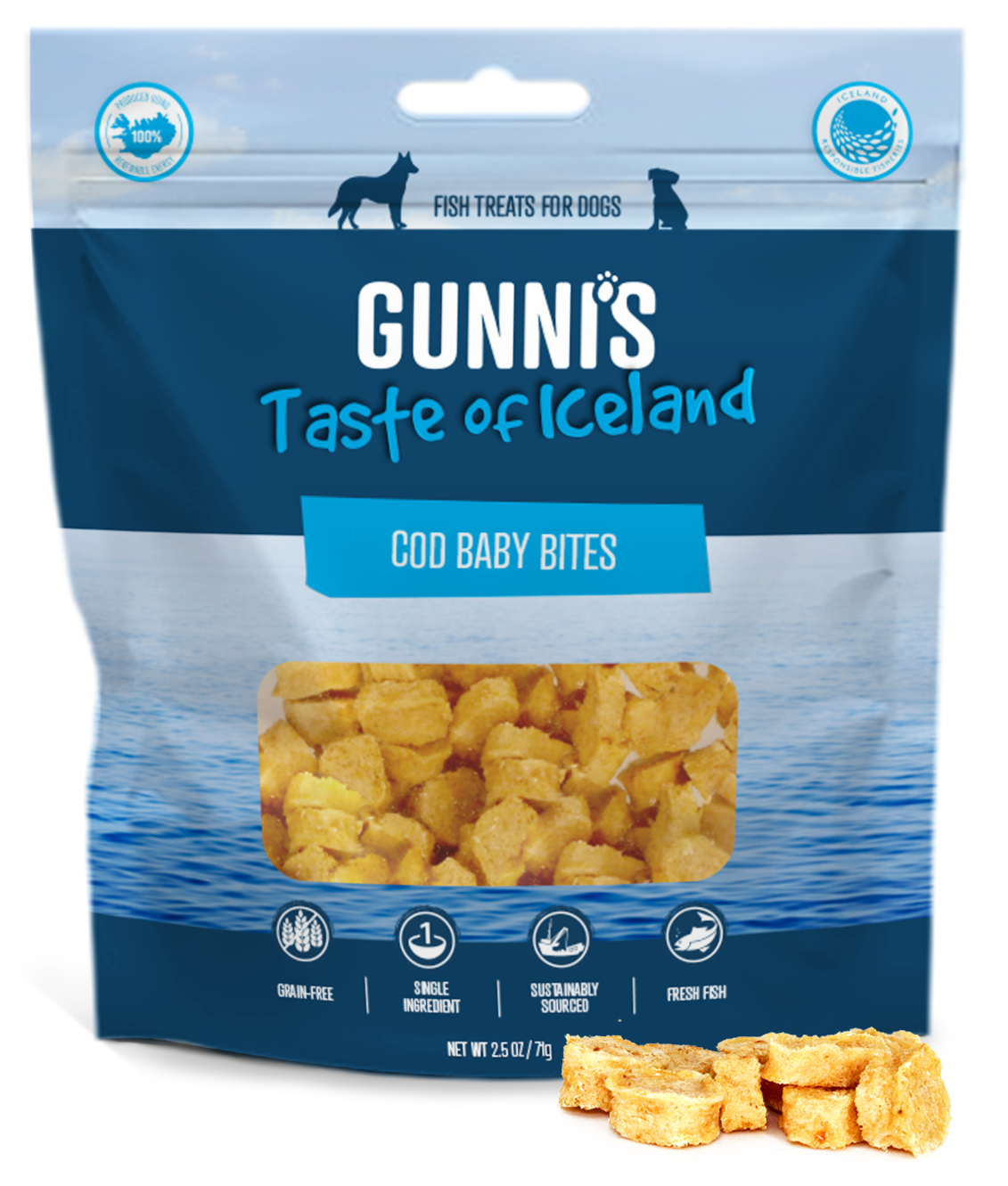 Gunni&#39;s Pet Taste of Iceland Cod Baby Bites Dog Treats