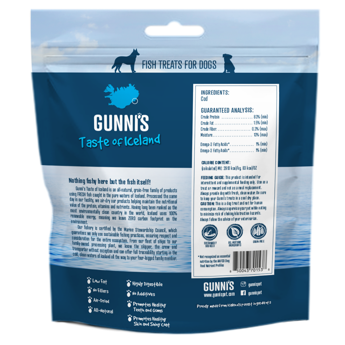 Gunni&#39;s Pet Taste of Iceland Cod Baby Bites Dog Treats