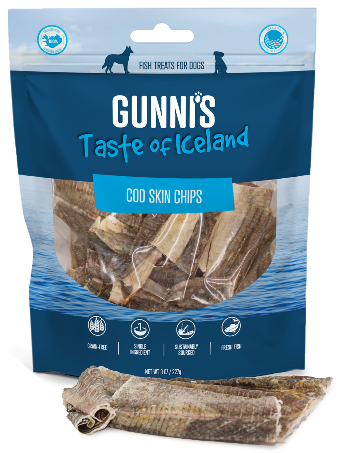 Gunni&#39;s Pet Taste of Iceland Cod Skin Chips Dog Treats
