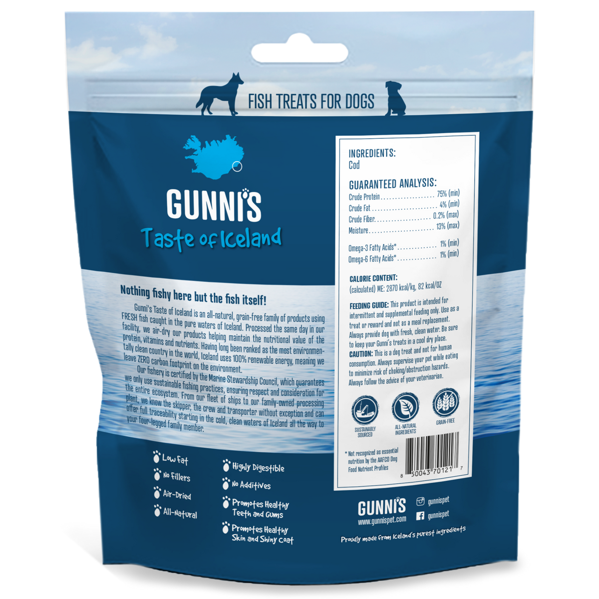 Gunni&#39;s Pet Taste of Iceland Cod Skin Chips Dog Treats