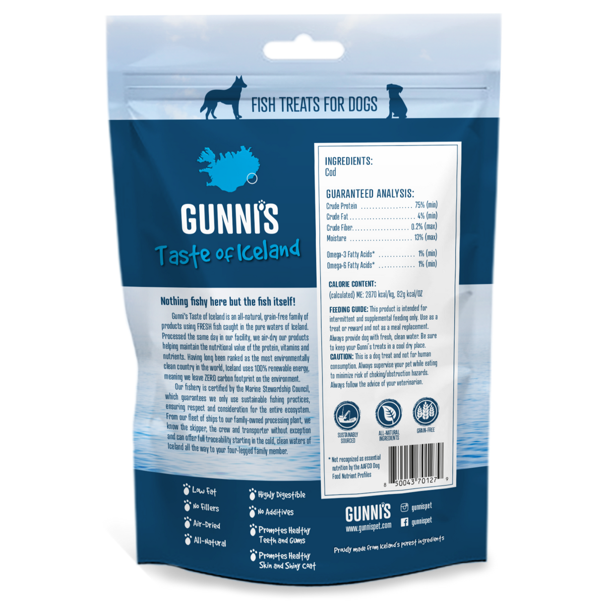 Gunni&#39;s Pet Taste of Iceland Cod Skin Shorties Dog Treats