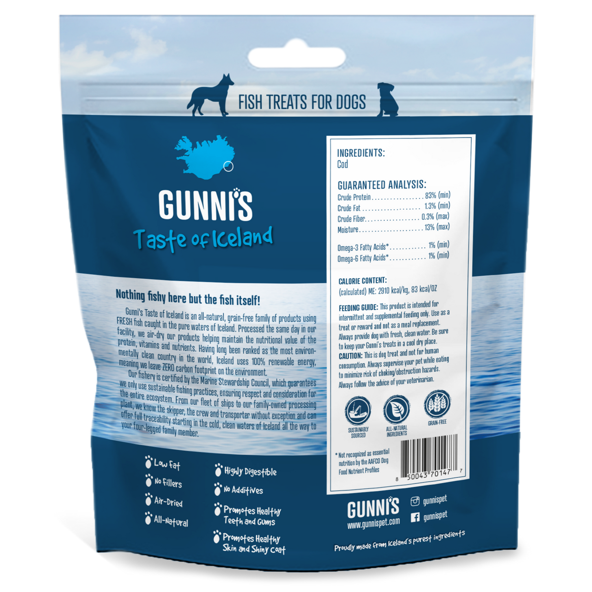 Gunni&#39;s Pet Taste of Iceland Cod Wafers Dog Treats