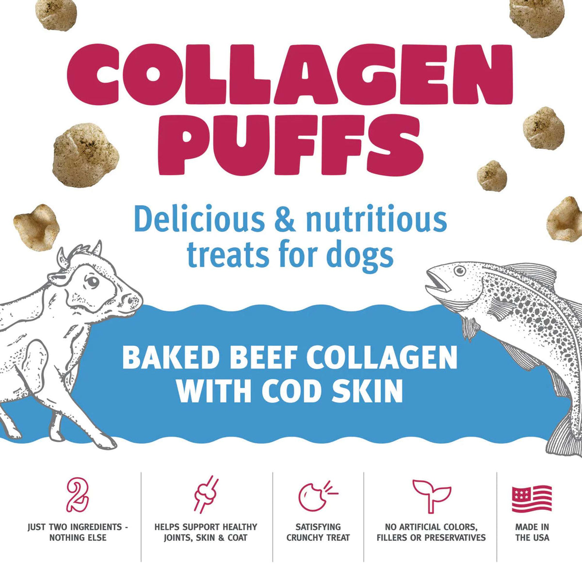 Icelandic+ Collagen Puffs Baked Beef Collagen with Cod Skin Dog Treats