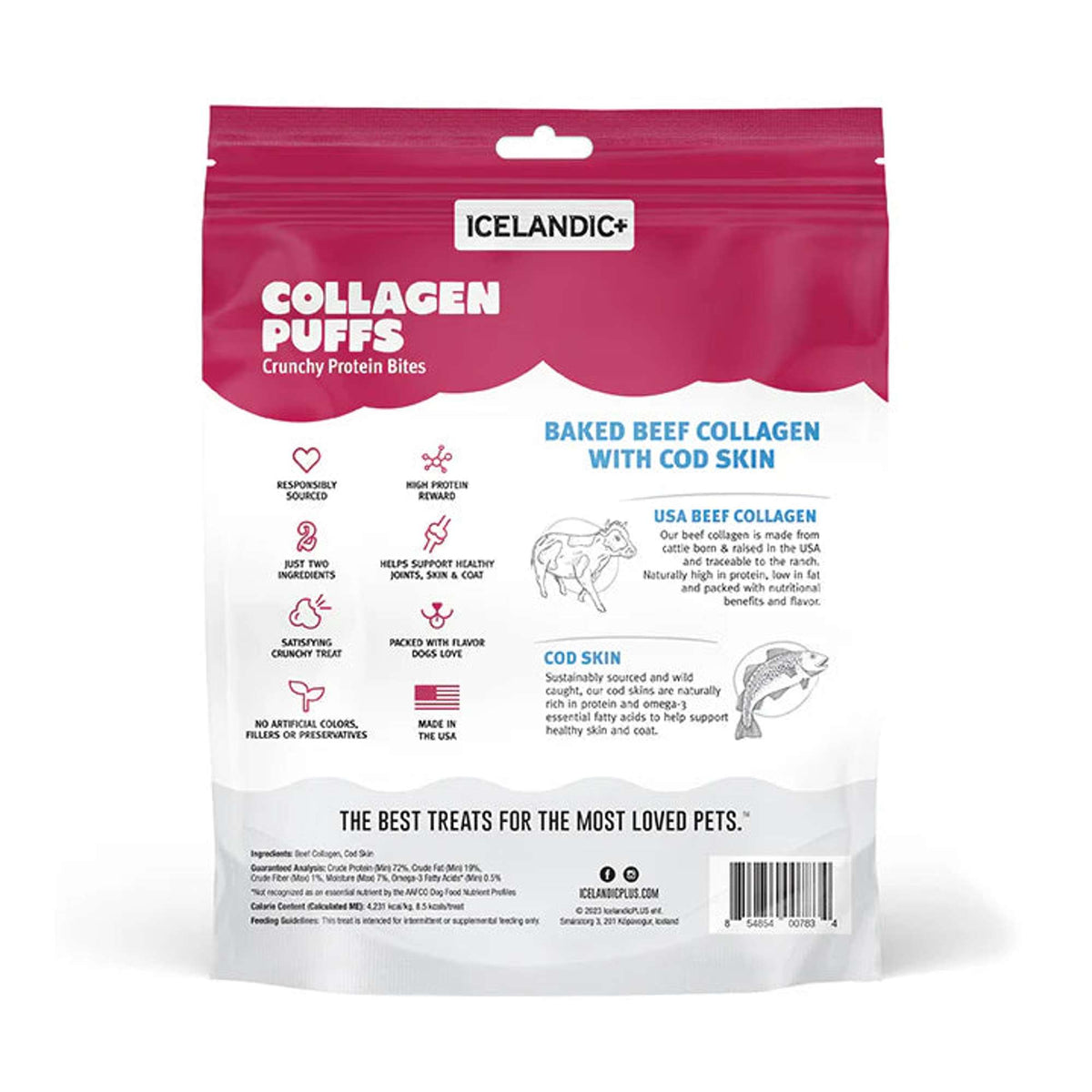 Icelandic+ Collagen Puffs Baked Beef Collagen with Cod Skin Dog Treats