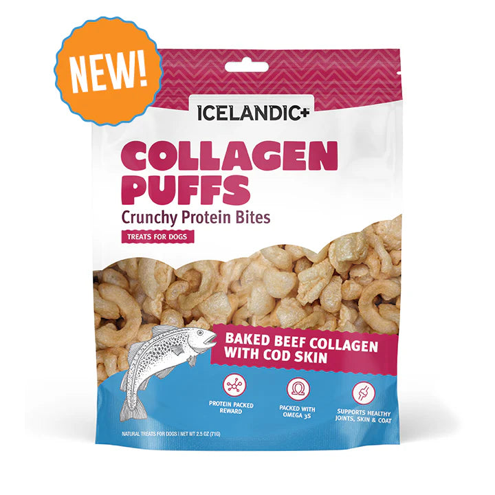 Icelandic+ Collagen Puffs Baked Beef Collagen with Cod Skin Dog Treats