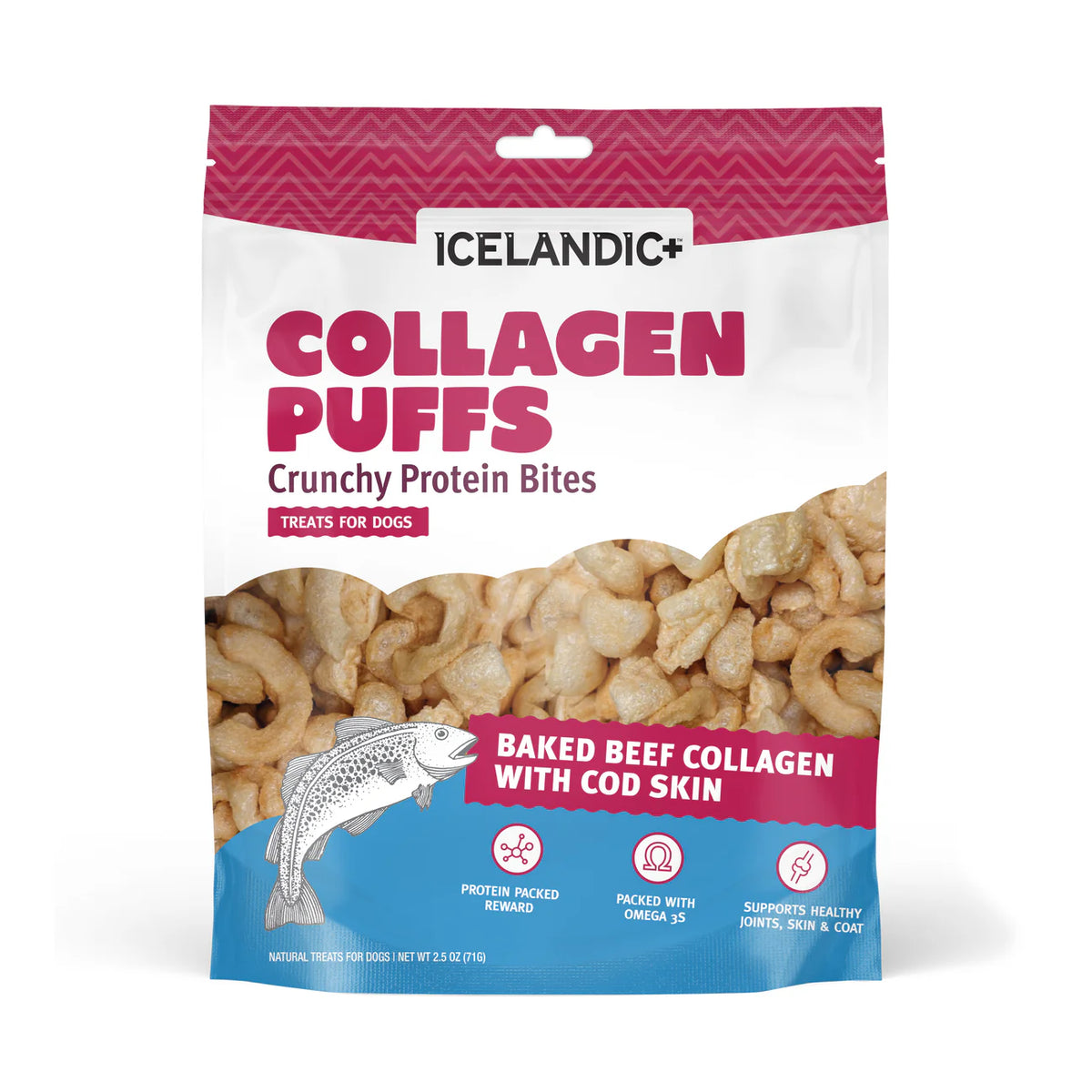 Icelandic+ Collagen Puffs Baked Beef Collagen with Cod Skin Dog Treats