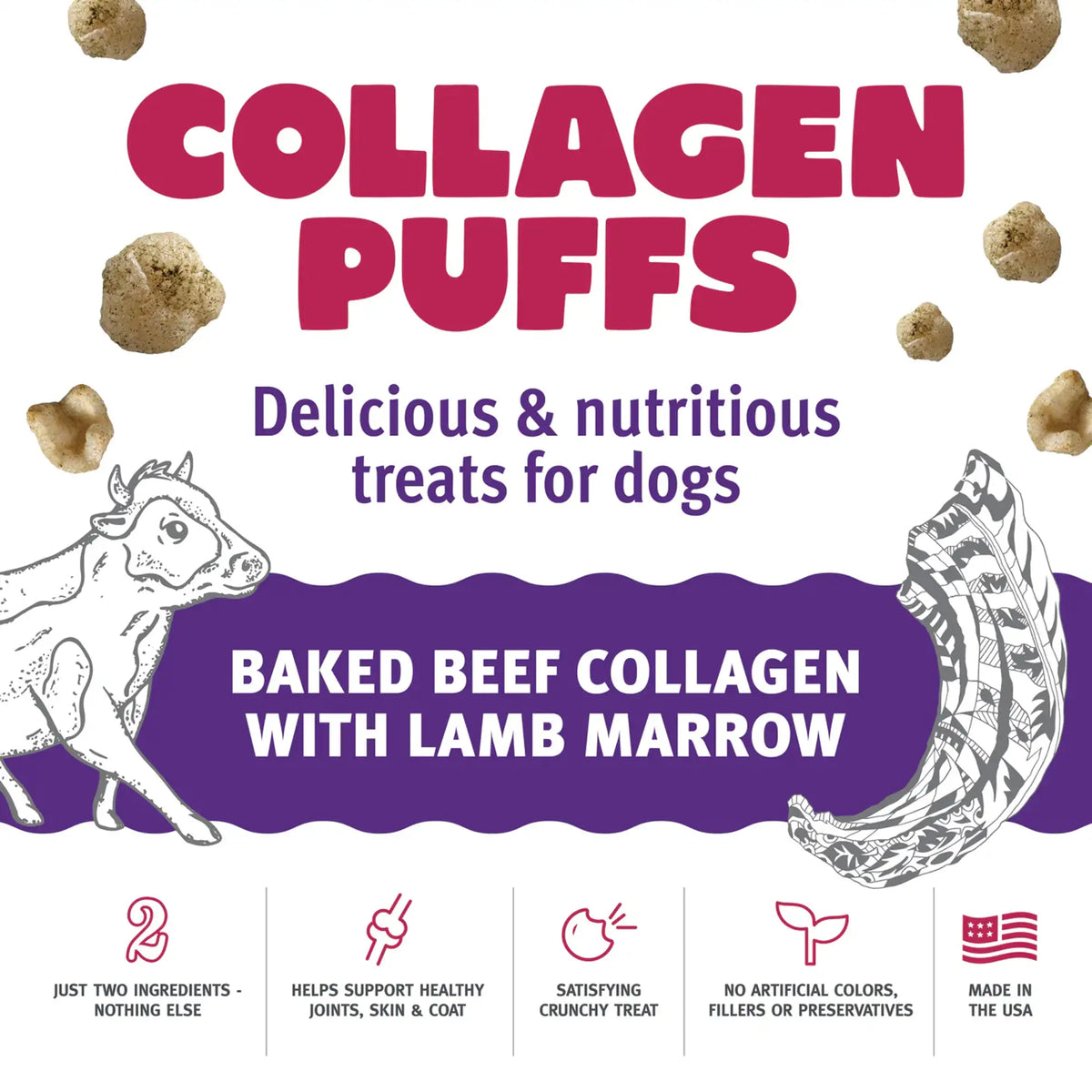 Icelandic+ Collagen Puffs Baked Beef Collagen with Lamb Marrow Dog Treats