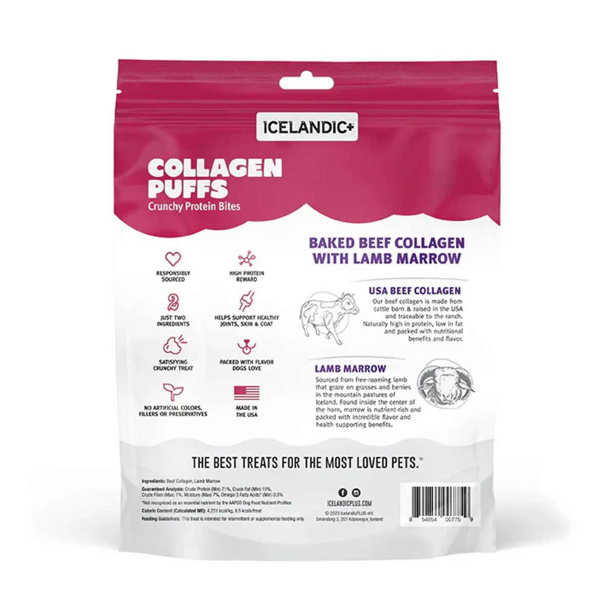 Icelandic+ Collagen Puffs Baked Beef Collagen with Lamb Marrow Dog Treats
