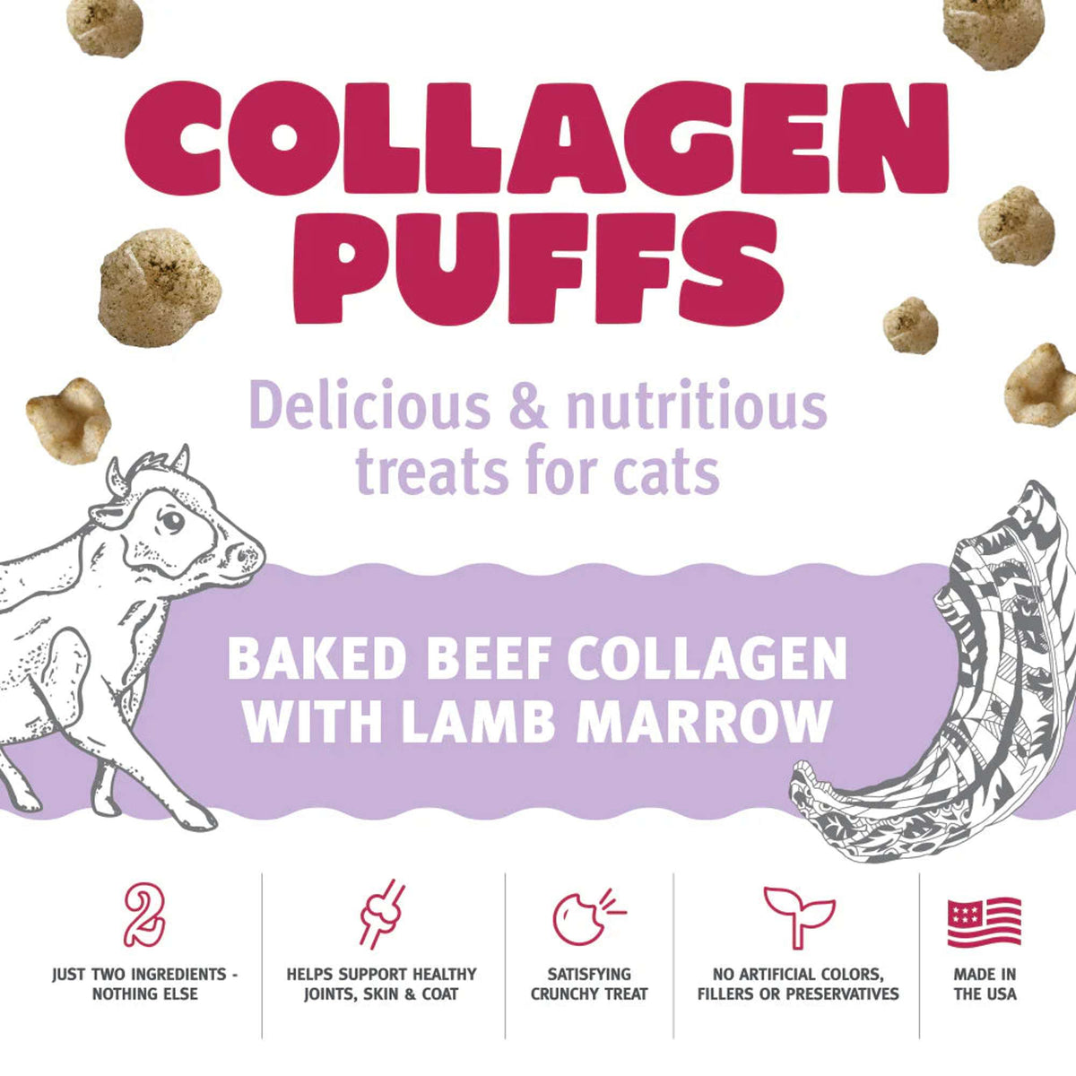 Icelandic+ Collagen Puffs Baked Beef Collagen with Lamb Marrow Cat Treats