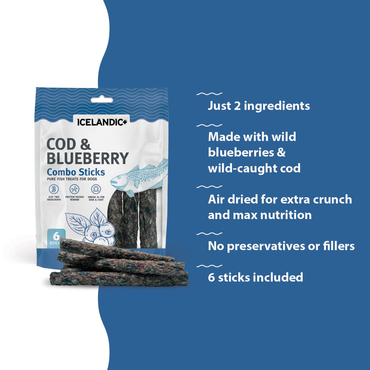Icelandic+ Combo Sticks Cod &amp; Blueberry Dog Treats