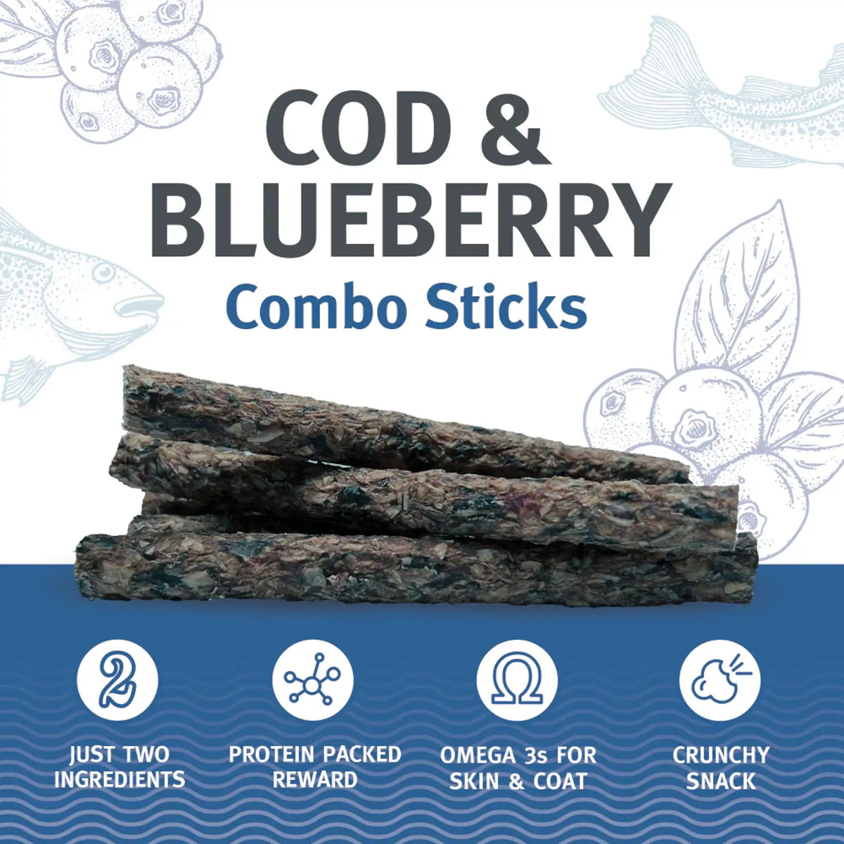 Icelandic+ Combo Sticks Cod &amp; Blueberry Dog Treats