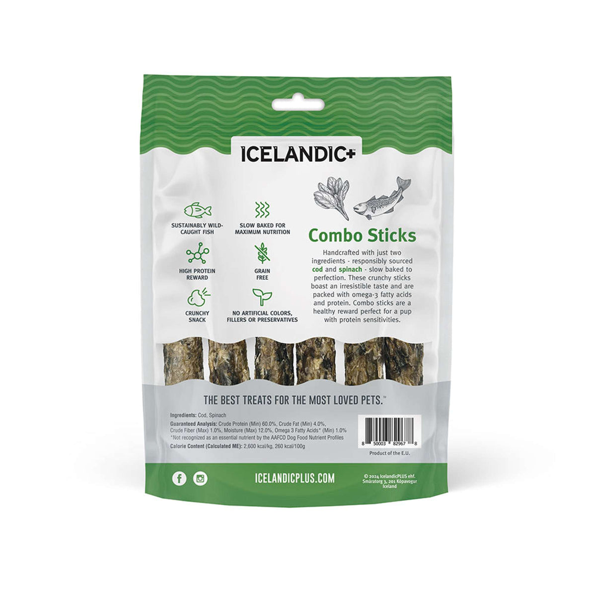 Icelandic+ Combo Sticks Cod &amp; Spinach Dog Treats
