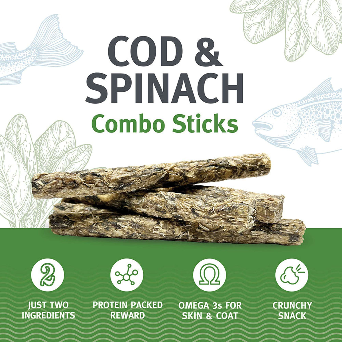 Icelandic+ Combo Sticks Cod &amp; Spinach Dog Treats