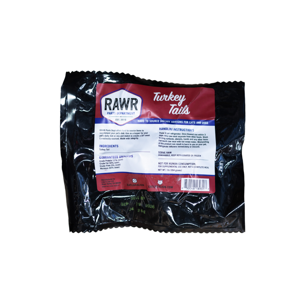 Rawr Frozen Raw Turkey Tail for Dogs & Cats