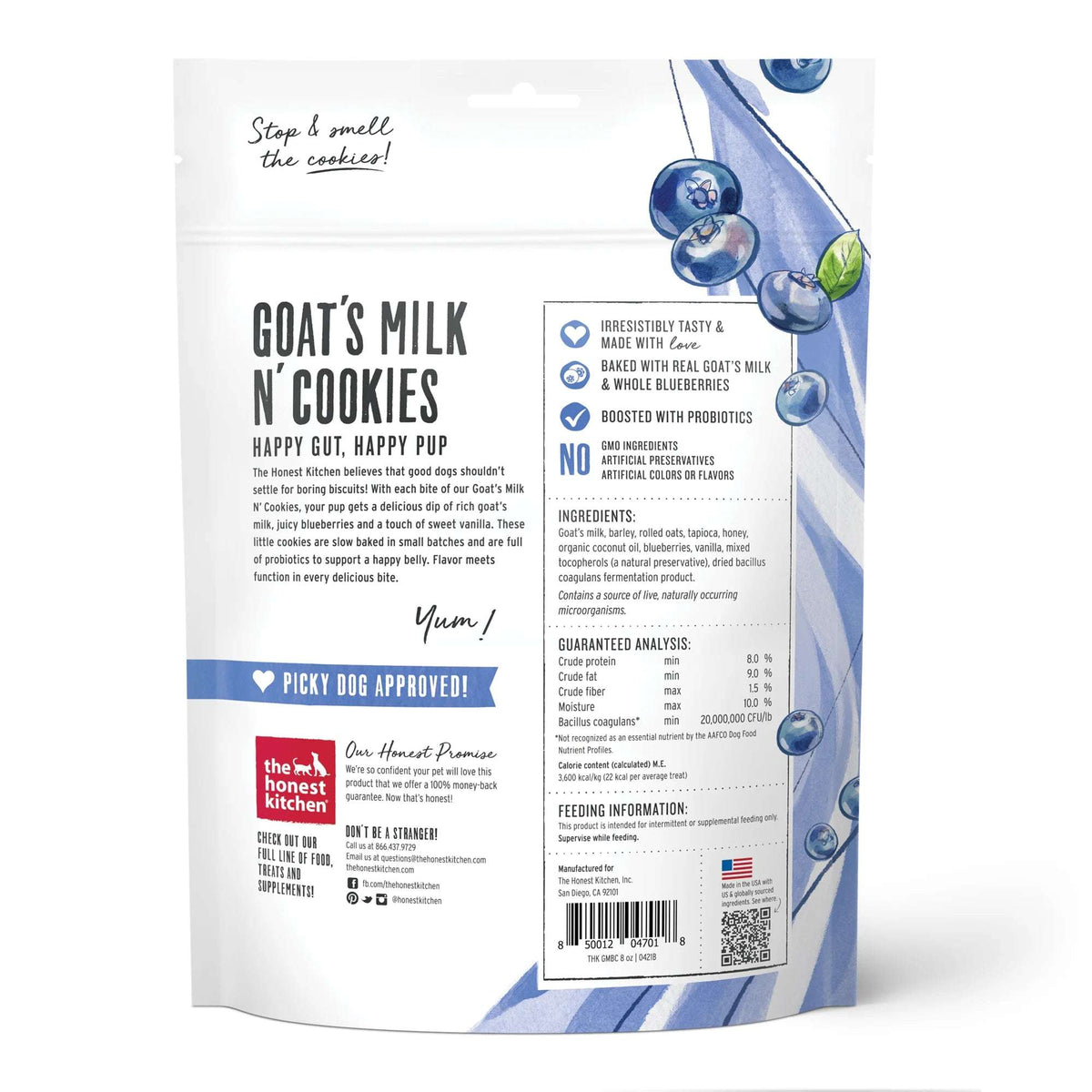 The Honest Kitchen Goat&#39;s Milk N&#39; Cookies Blueberries &amp; Vanilla Dog Treats