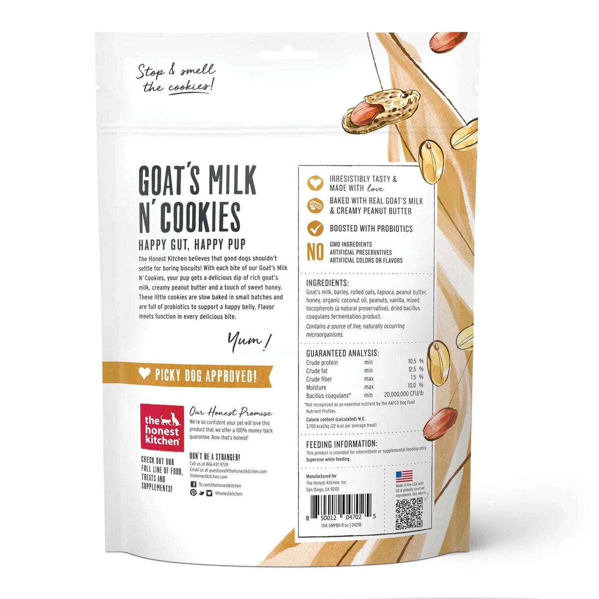 The Honest Kitchen Goat&#39;s Milk N&#39; Cookies Peanut Butter &amp; Honey Dog Treats