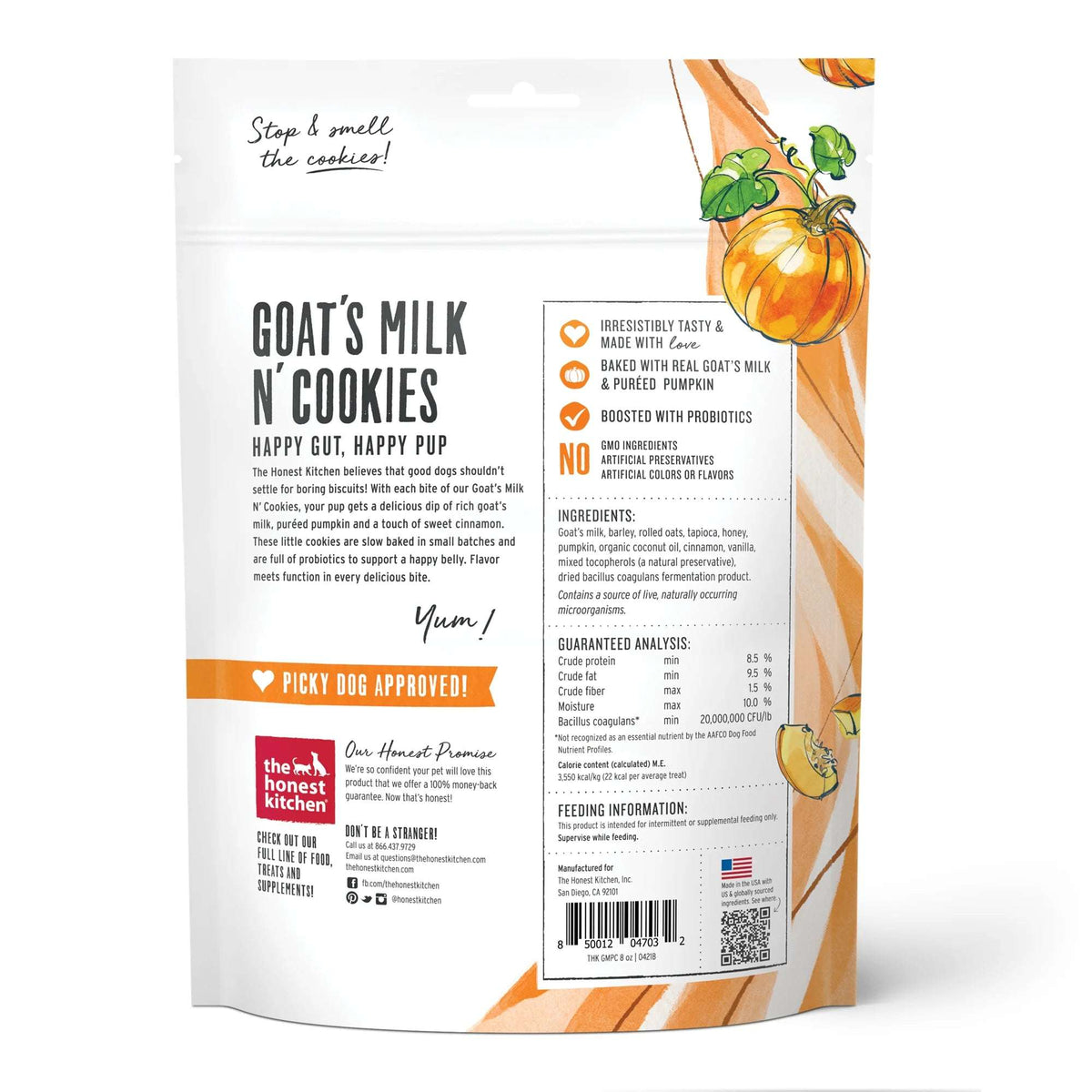 The Honest Kitchen Goat&#39;s Milk N&#39; Cookies Pumpkin &amp; Cinnamon Dog Treats