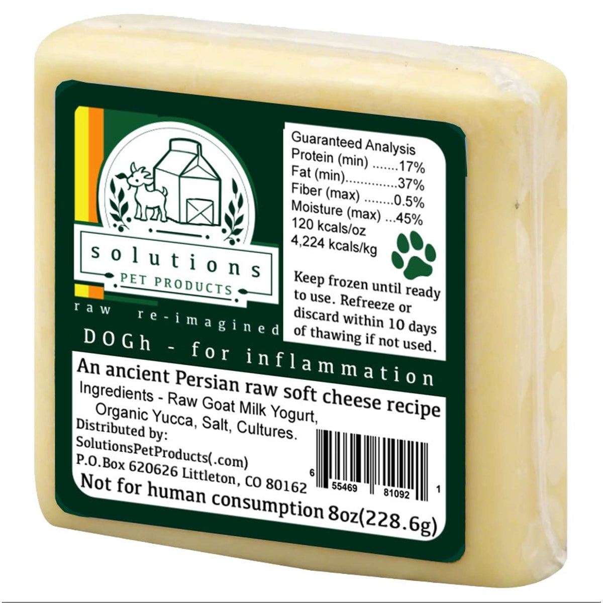 Solutions Pet Products DOGh Frozen Raw Goat Cheese with Yucca for Dogs and Cats