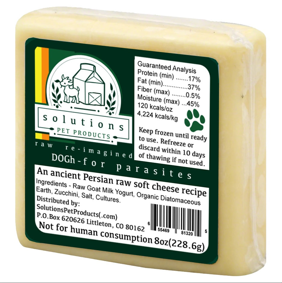 Solutions Pet Products DOGh Frozen Raw Goat Cheese with Diatamaceous Earth for Dogs and Cats