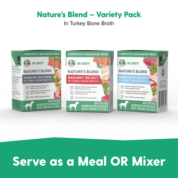 Dr. Marty Nature&#39;s Blend in Turkey Bone Broth Variety Pack Dog Food